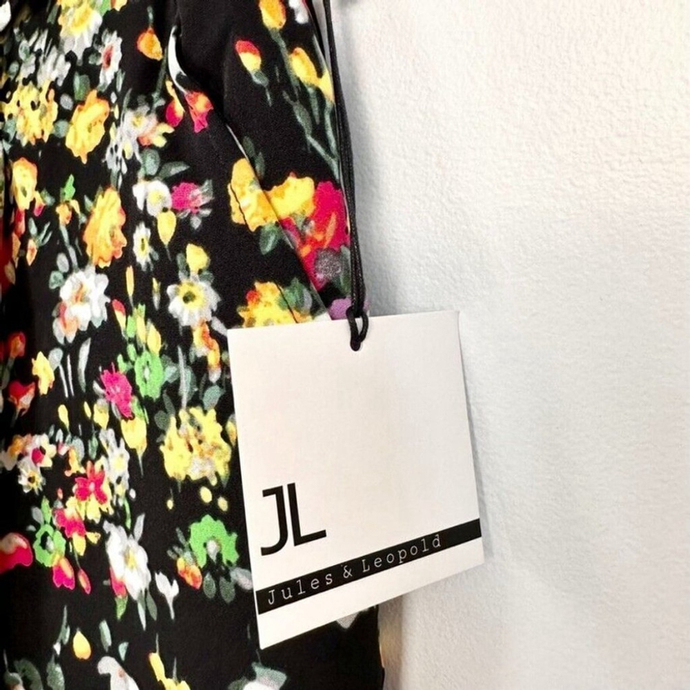 Jules & Leopold Ankle Length Pants Black Women's Small Floral Pull On Tapered - Picture 6 of 13